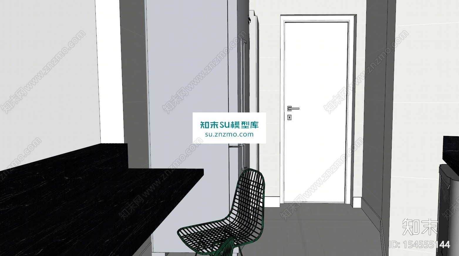 简约室内家具厨房SU模型下载【ID:154555144】