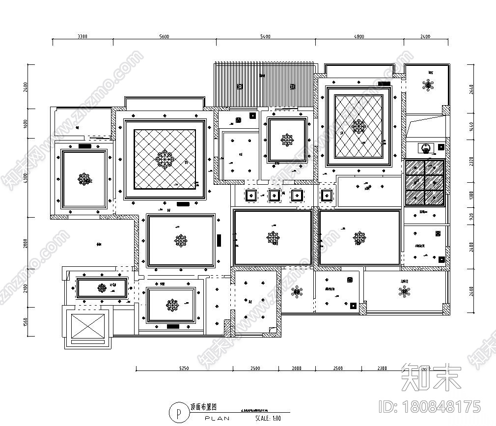 欧式风格住宅四室两厅施工图+效果图设计cad施工图下载【ID:180848175】