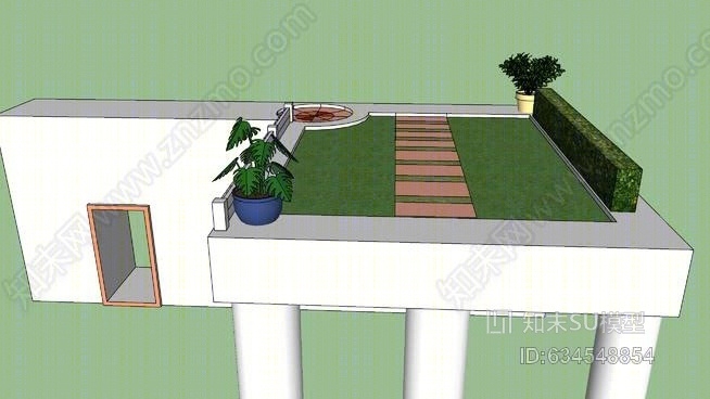 屋顶绿化SU模型下载【ID:634548854】