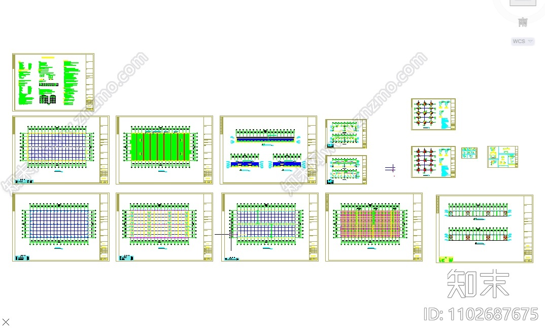 五套常用cad钢结构厂房建筑设计施工图纸施工图下载【ID:1102687675】