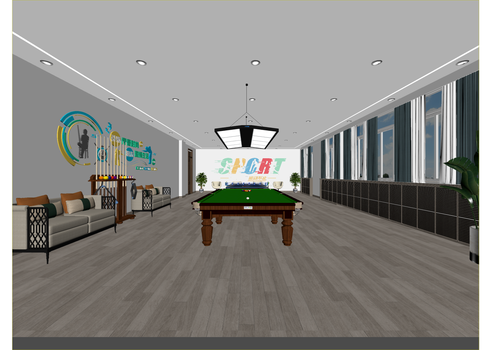 现代台球室3D模型下载【ID:1214328416】