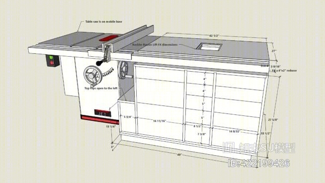 台式锯刨台柜SU模型下载【ID:422199426】