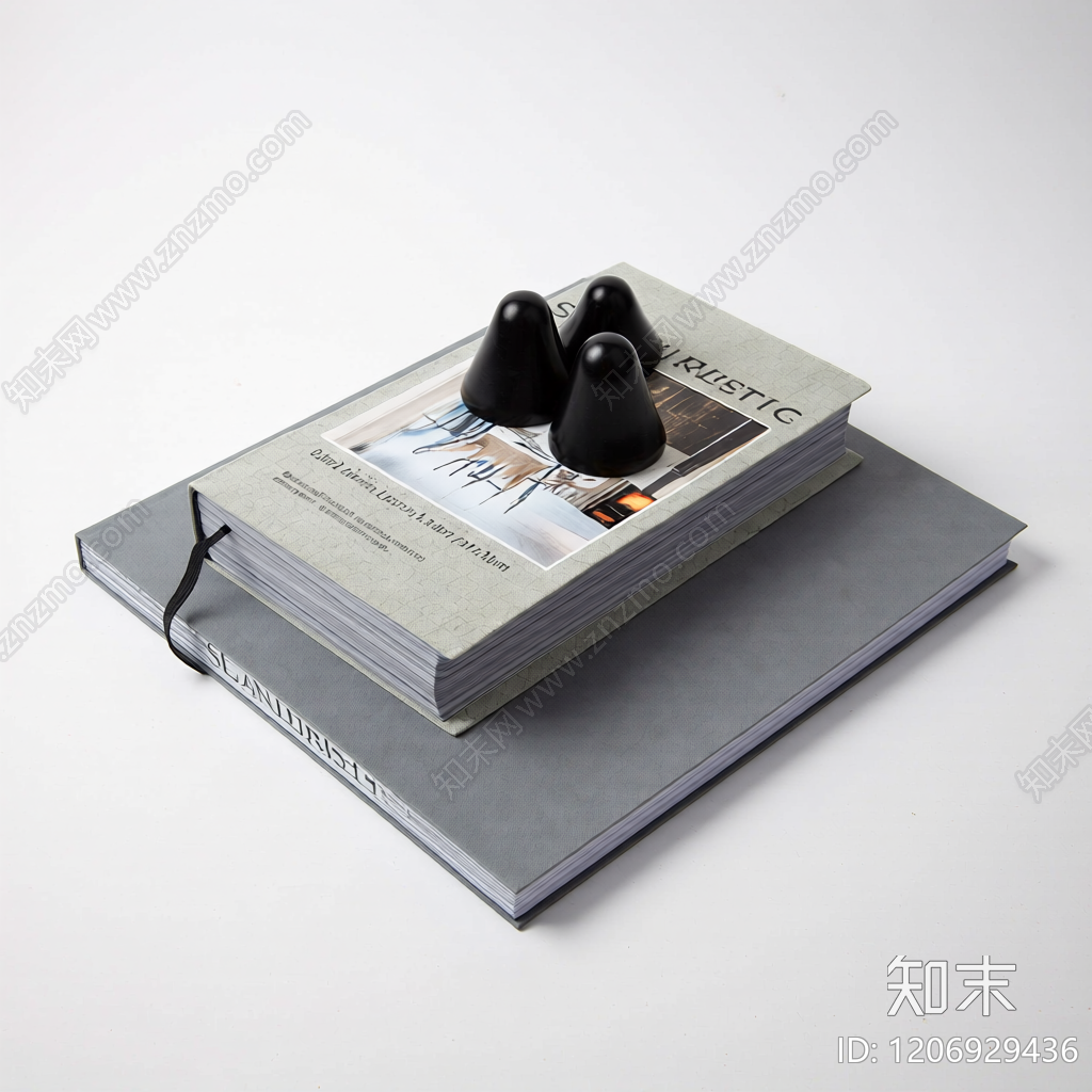 书籍堆叠装饰组合3D模型下载【ID:1206929436】