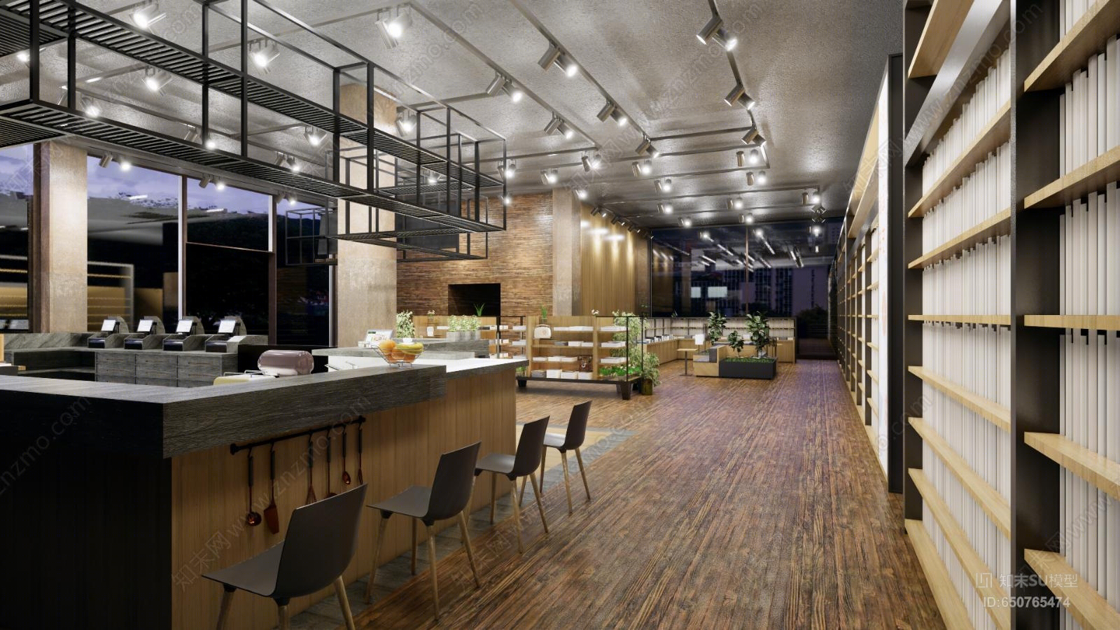工业风格书店SU模型下载【ID:650765474】