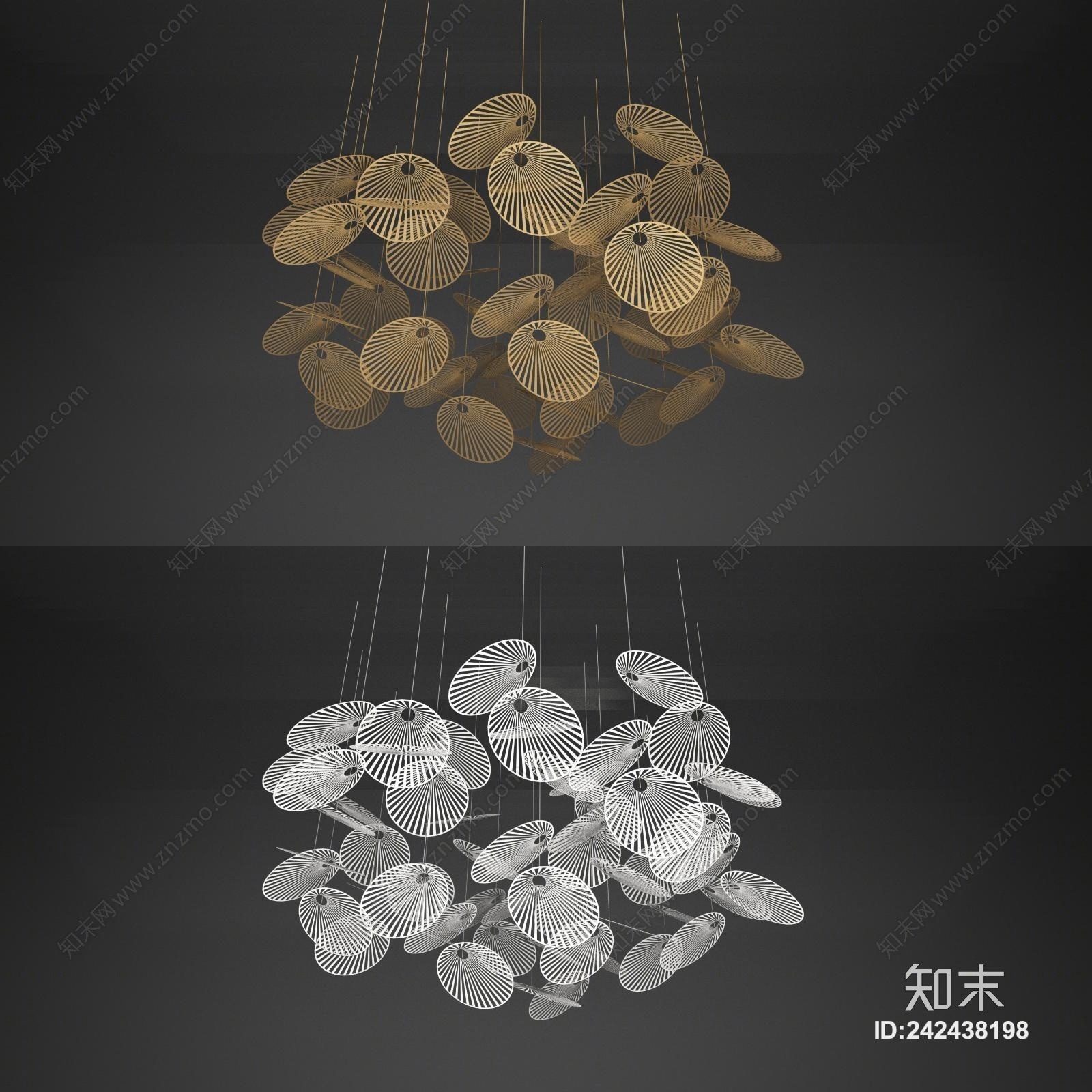 新中式吊灯3D模型下载【ID:242438198】