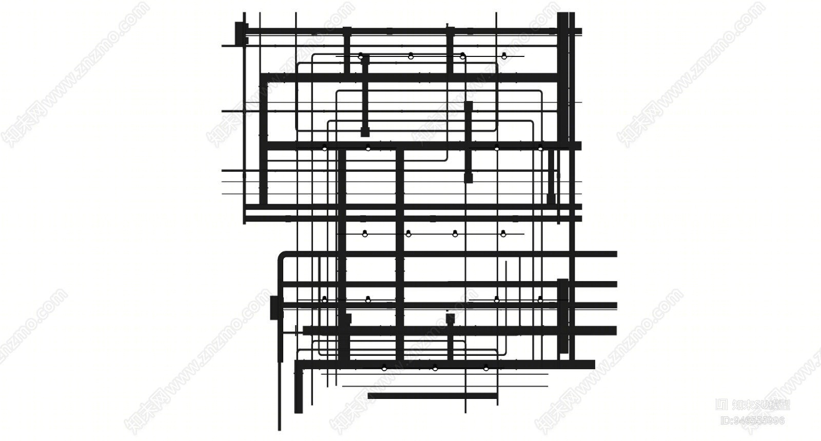 工业风格排风通风管道SU模型下载【ID:946555996】