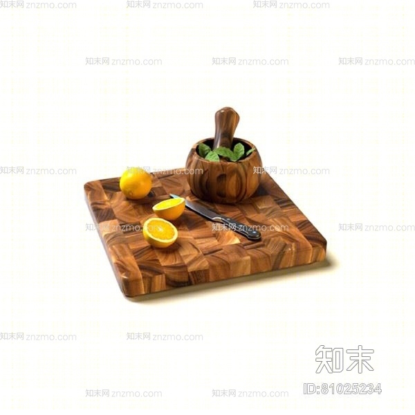 棕色厨房用品组合3D模型下载【ID:81025234】