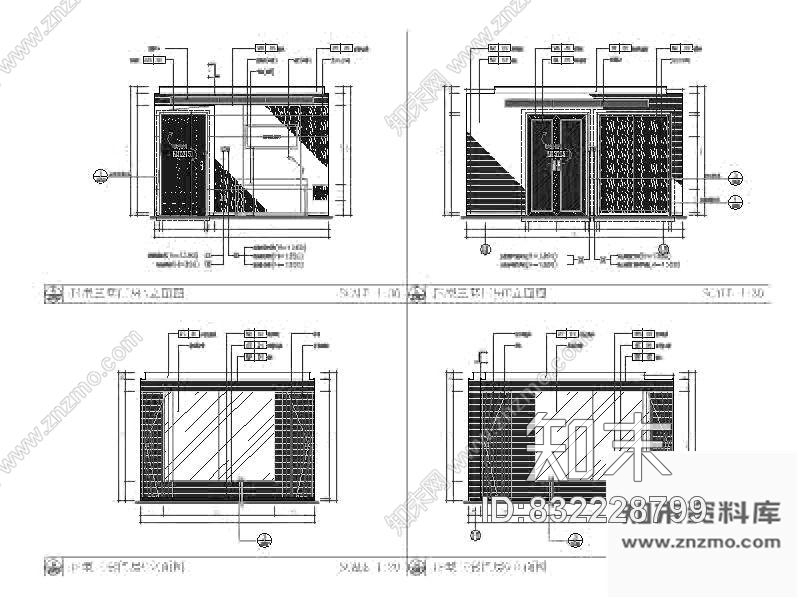 图块/节点过道立面图cad施工图下载【ID:832228799】