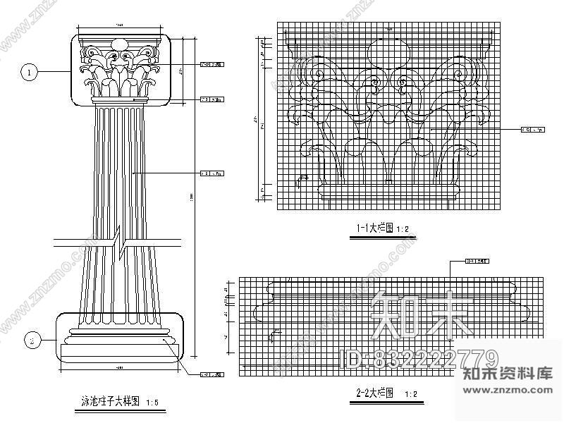 图块/节点门厅装饰柱详图cad施工图下载【ID:832222779】