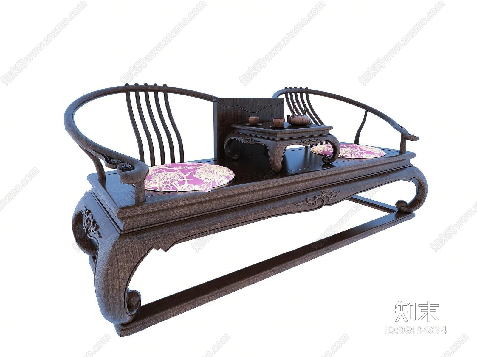 新中式双人沙发椅3D模型下载【ID:96194074】
