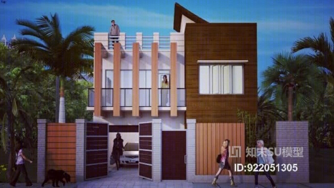 漂亮的现代住宅SU模型下载【ID:922051305】