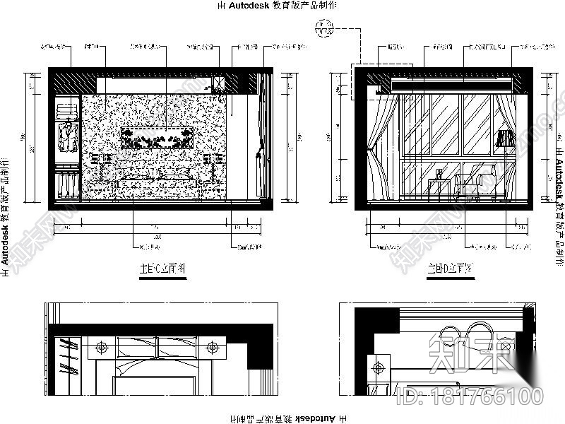 [福州]现代简约142平四居室设计施工图（含效果图）cad施工图下载【ID:181766100】