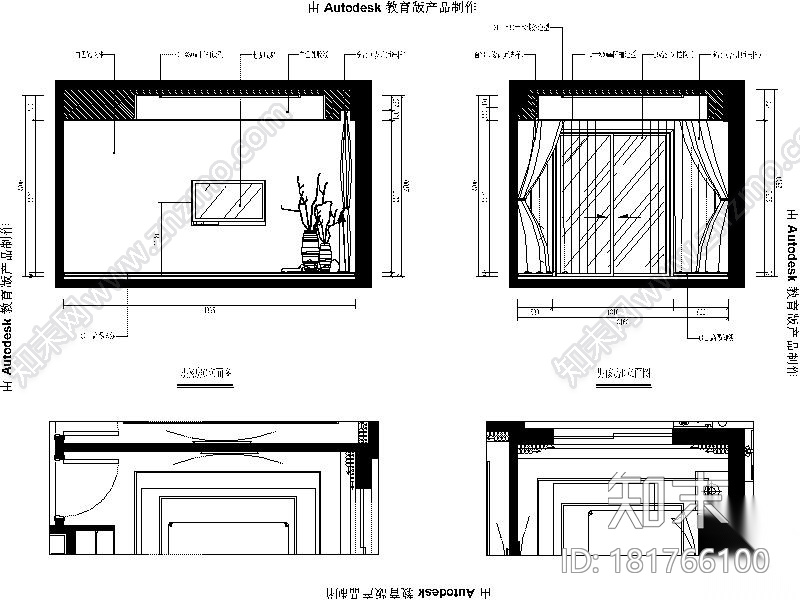 [福州]现代简约142平四居室设计施工图（含效果图）cad施工图下载【ID:181766100】