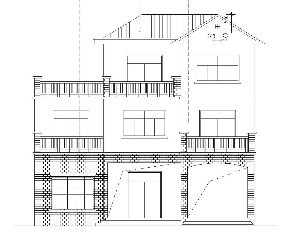 砖混结构户型为单家独院式别墅设计施工图下载【ID:149867192】