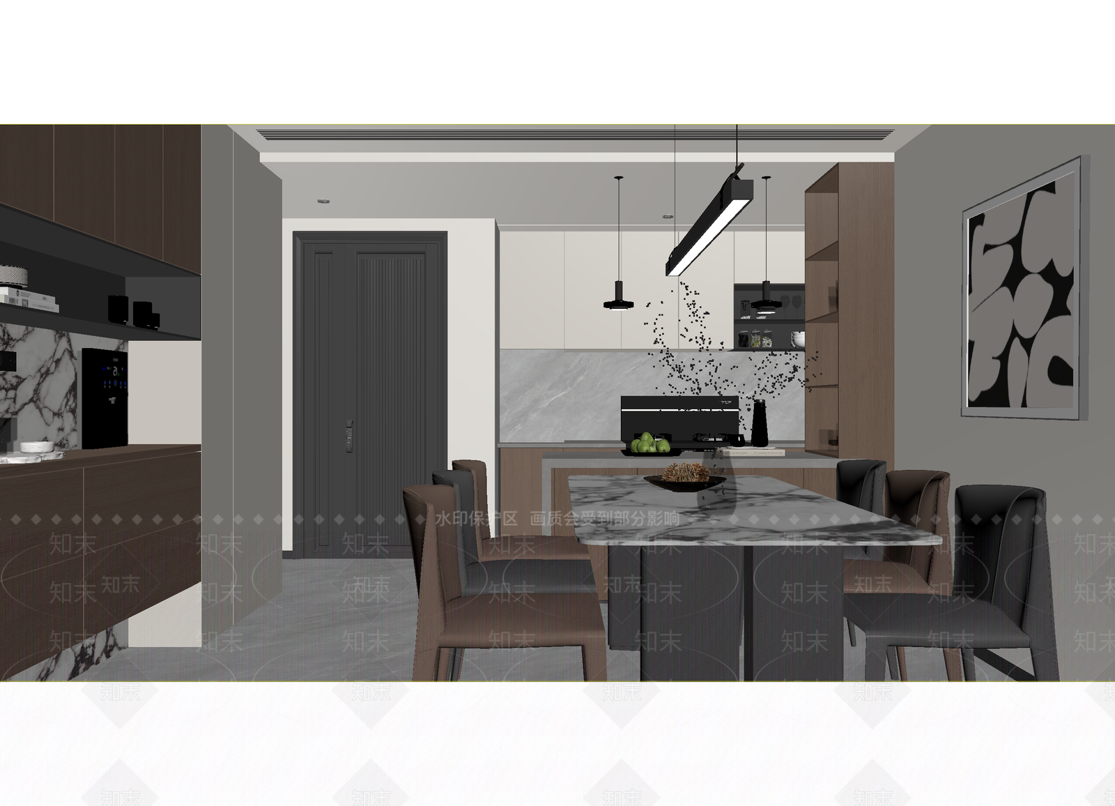 现代家居餐厅3D模型下载【ID:1215090506】