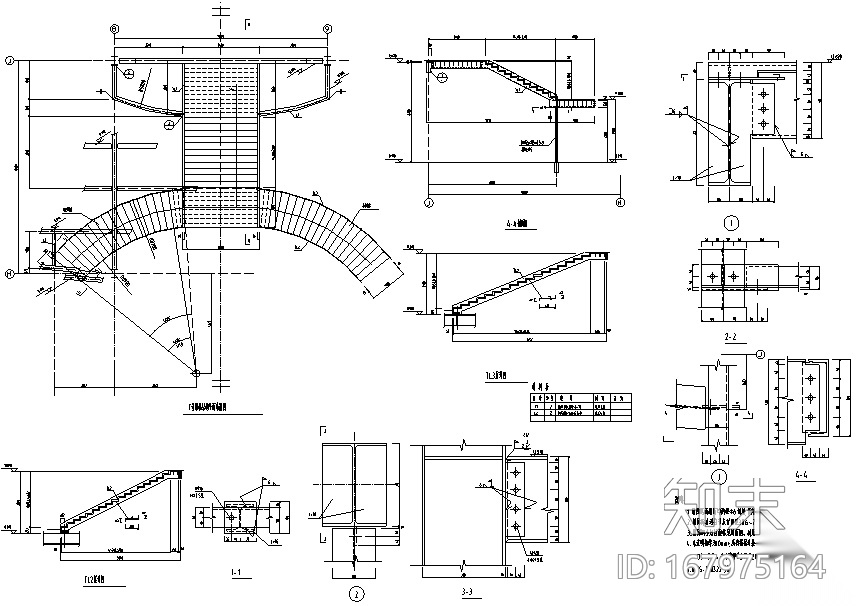 15个弧形楼梯节点详图施工图下载【ID:167975164】