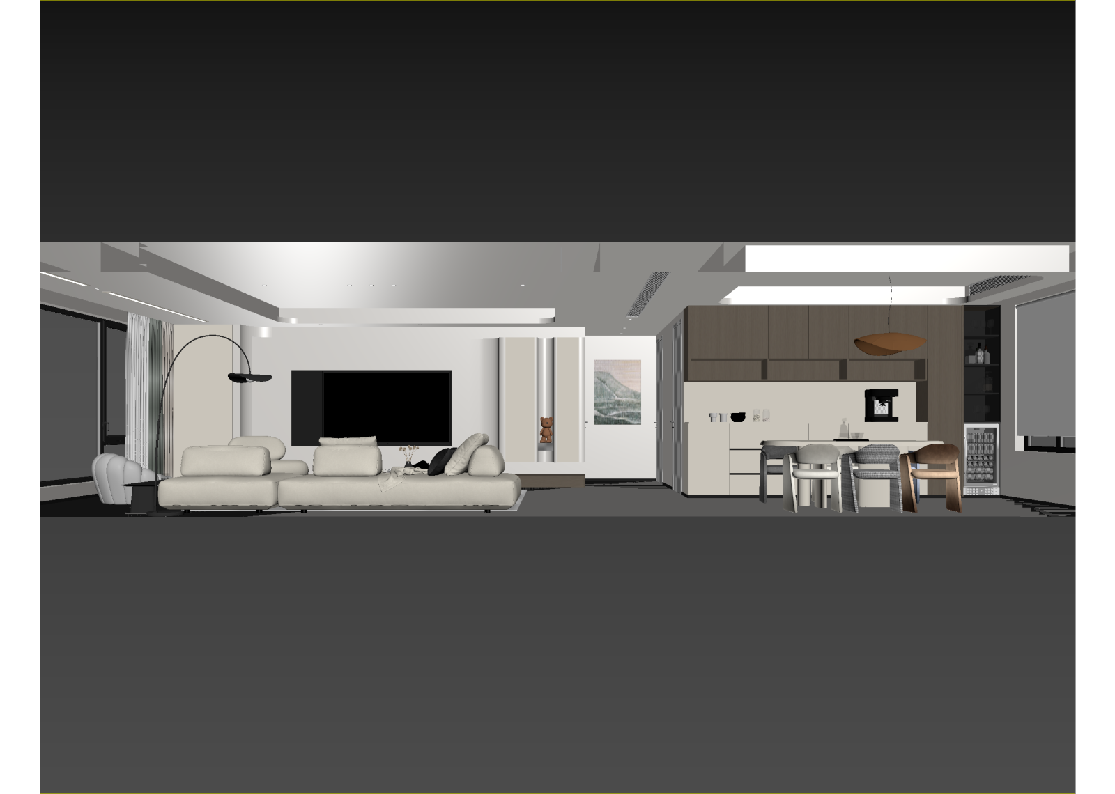 现代客餐厅3D模型下载【ID:1215105907】