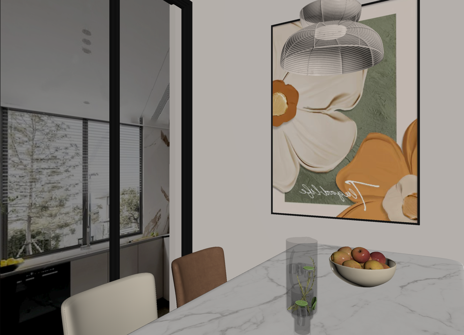奶油家居餐厅3D模型下载【ID:1215014071】