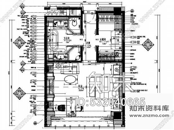 施工图成都某奢华五星级酒店样板间单人房室内装修图施工图下载【ID:532040665】