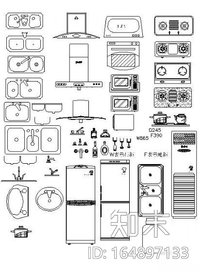 厨卫空间图块cad施工图下载【ID:164897133】