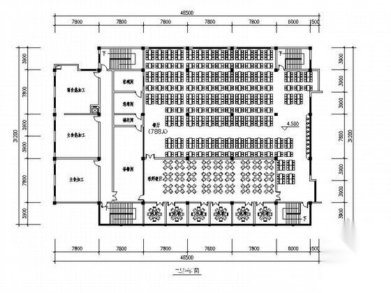某二层食堂建筑方案图cad施工图下载【ID:166734164】