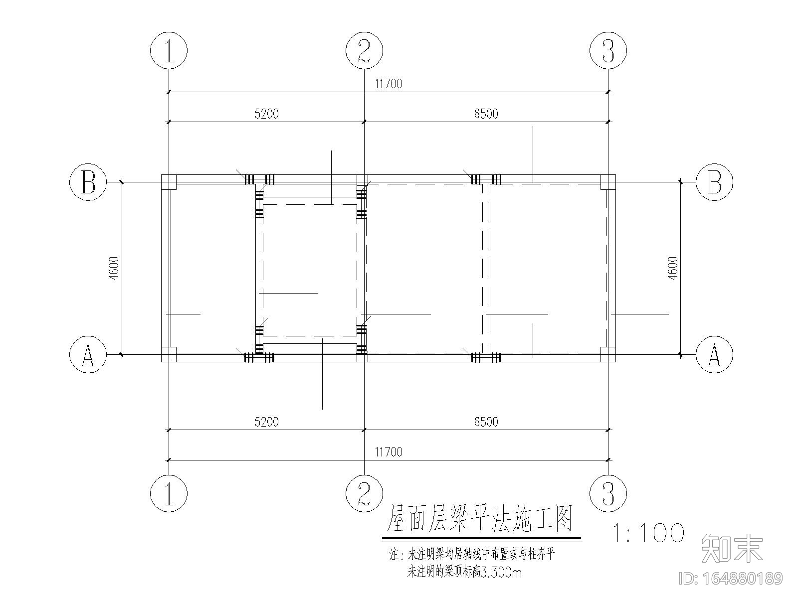 单跨框架结构门卫室结构cad施工图下载【ID:164880189】