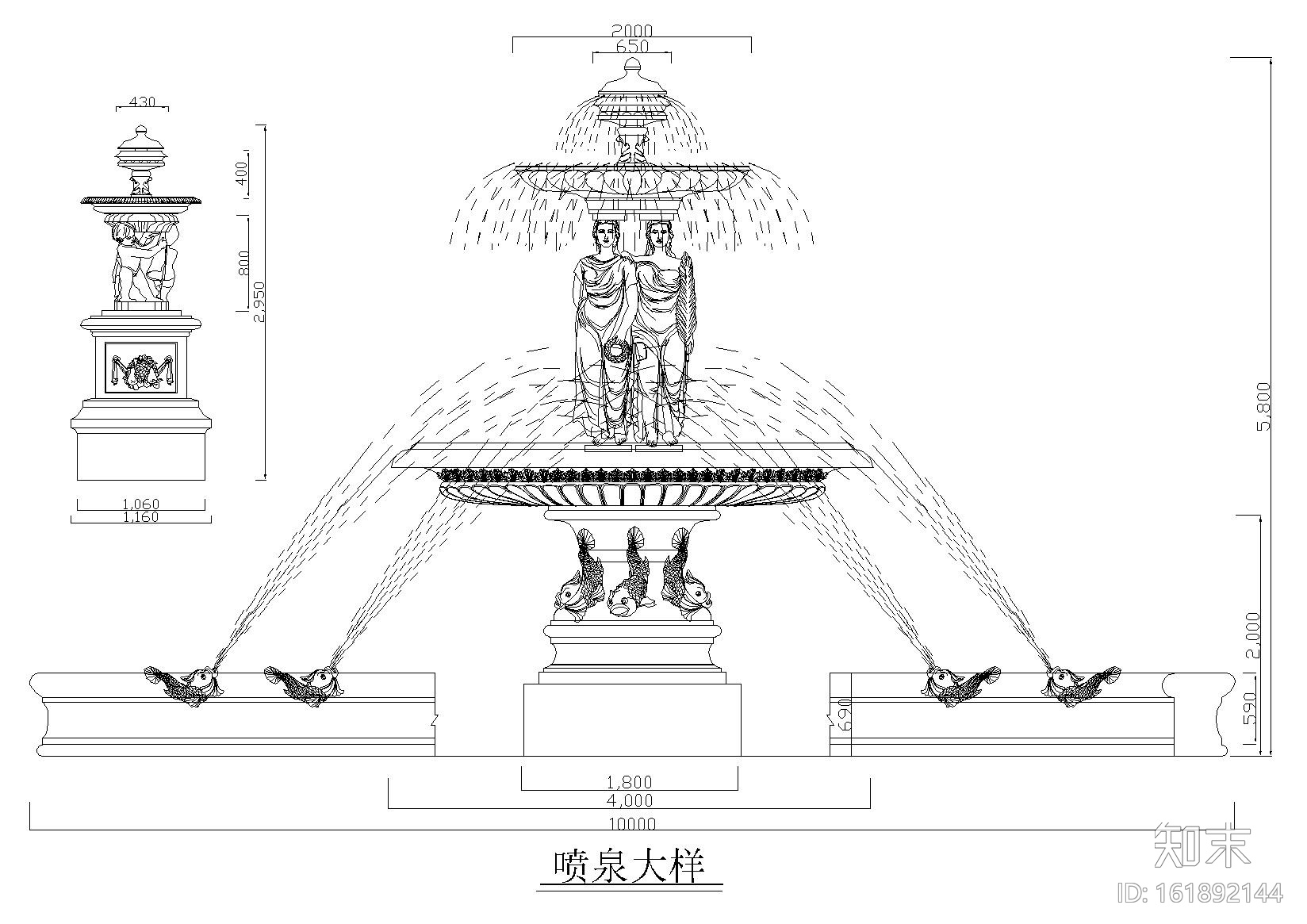 罗马柱造型大样图图块施工图下载【ID:161892144】