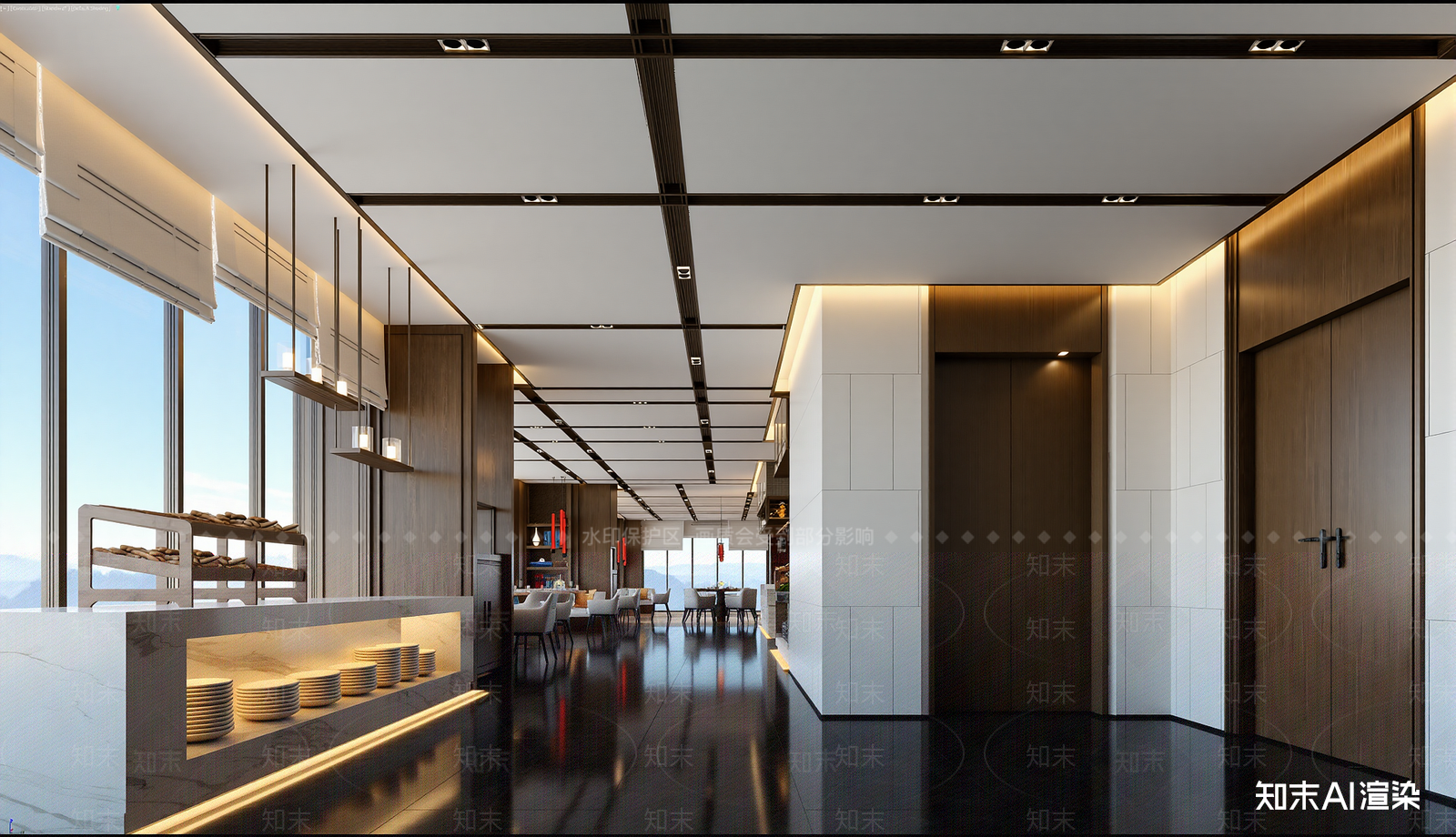 新中式酒店餐厅3D模型下载【ID:1221491944】