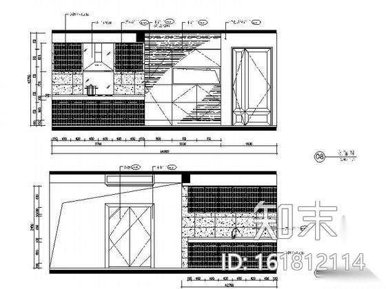 [杭州]特色时尚两居室室内设计CAD施工图（含手绘效果图...施工图下载【ID:161812114】