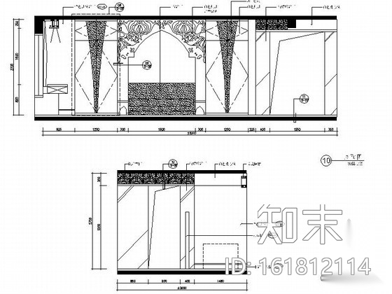 [杭州]特色时尚两居室室内设计CAD施工图（含手绘效果图...施工图下载【ID:161812114】