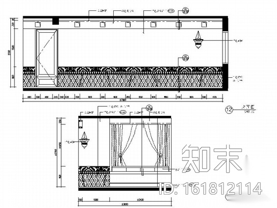 [杭州]特色时尚两居室室内设计CAD施工图（含手绘效果图...施工图下载【ID:161812114】