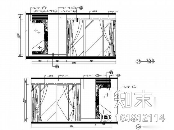 [杭州]特色时尚两居室室内设计CAD施工图（含手绘效果图...施工图下载【ID:161812114】