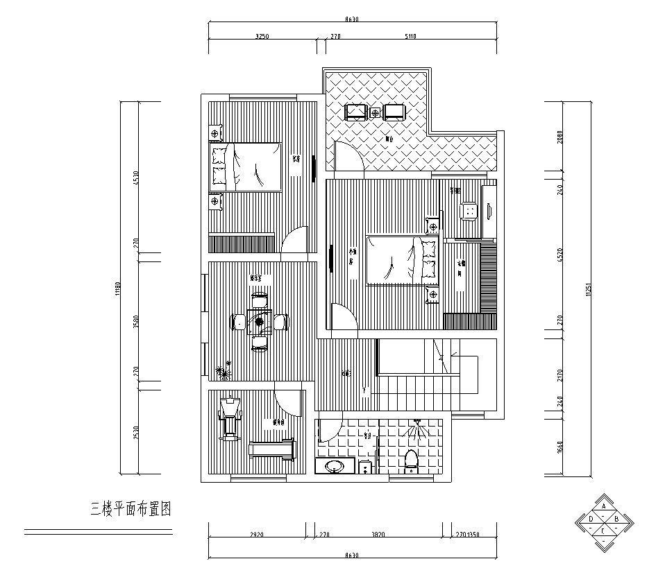 [广东]金源酒店三层经济型别墅室内装修图（含效果图）cad施工图下载【ID:161779128】