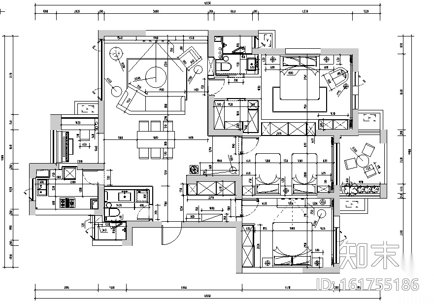 白金海岸|现代灰色简约住宅空间设计施工图（附效果图...cad施工图下载【ID:161755186】