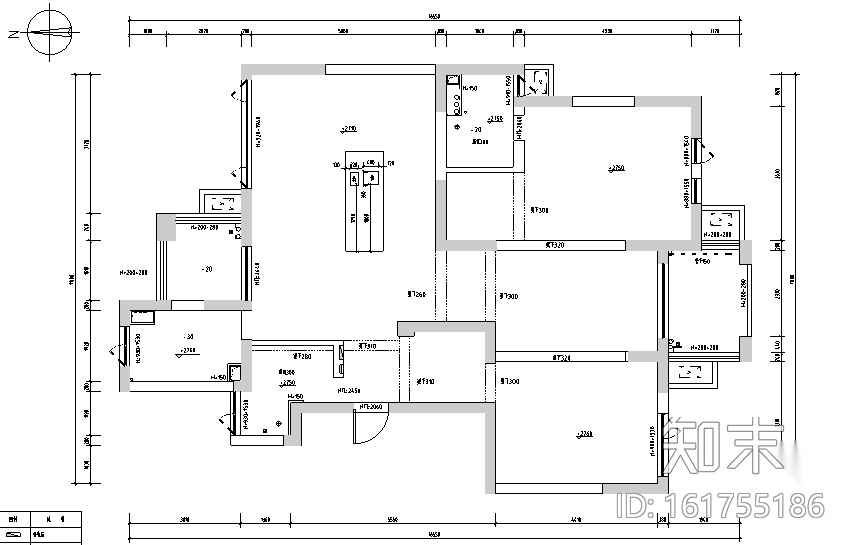 白金海岸|现代灰色简约住宅空间设计施工图（附效果图...cad施工图下载【ID:161755186】