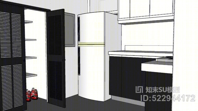 沙维尔山鞋店和模块化厨房SU模型下载【ID:522944172】