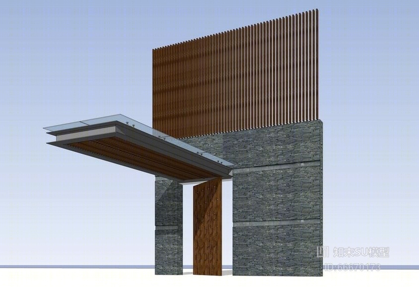 入口雨棚设计SU模型下载【ID:66670173】