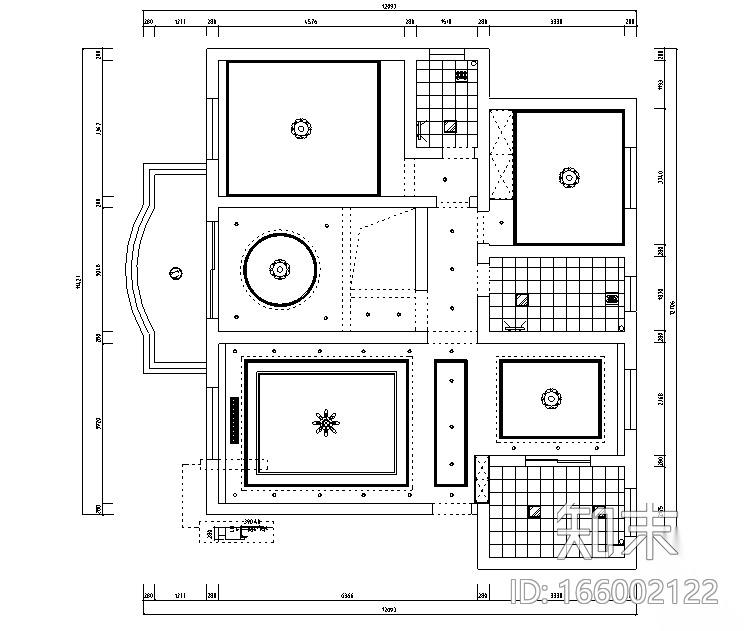 现代简约风流动光影主题别墅设计施工图（附效果图）cad施工图下载【ID:166002122】