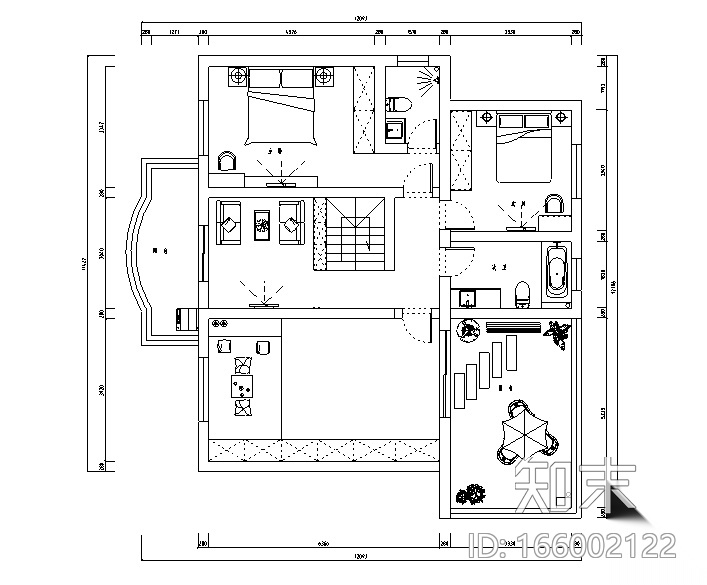 现代简约风流动光影主题别墅设计施工图（附效果图）cad施工图下载【ID:166002122】