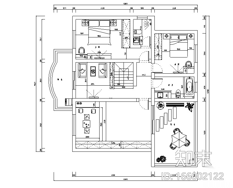 现代简约风流动光影主题别墅设计施工图（附效果图）cad施工图下载【ID:166002122】