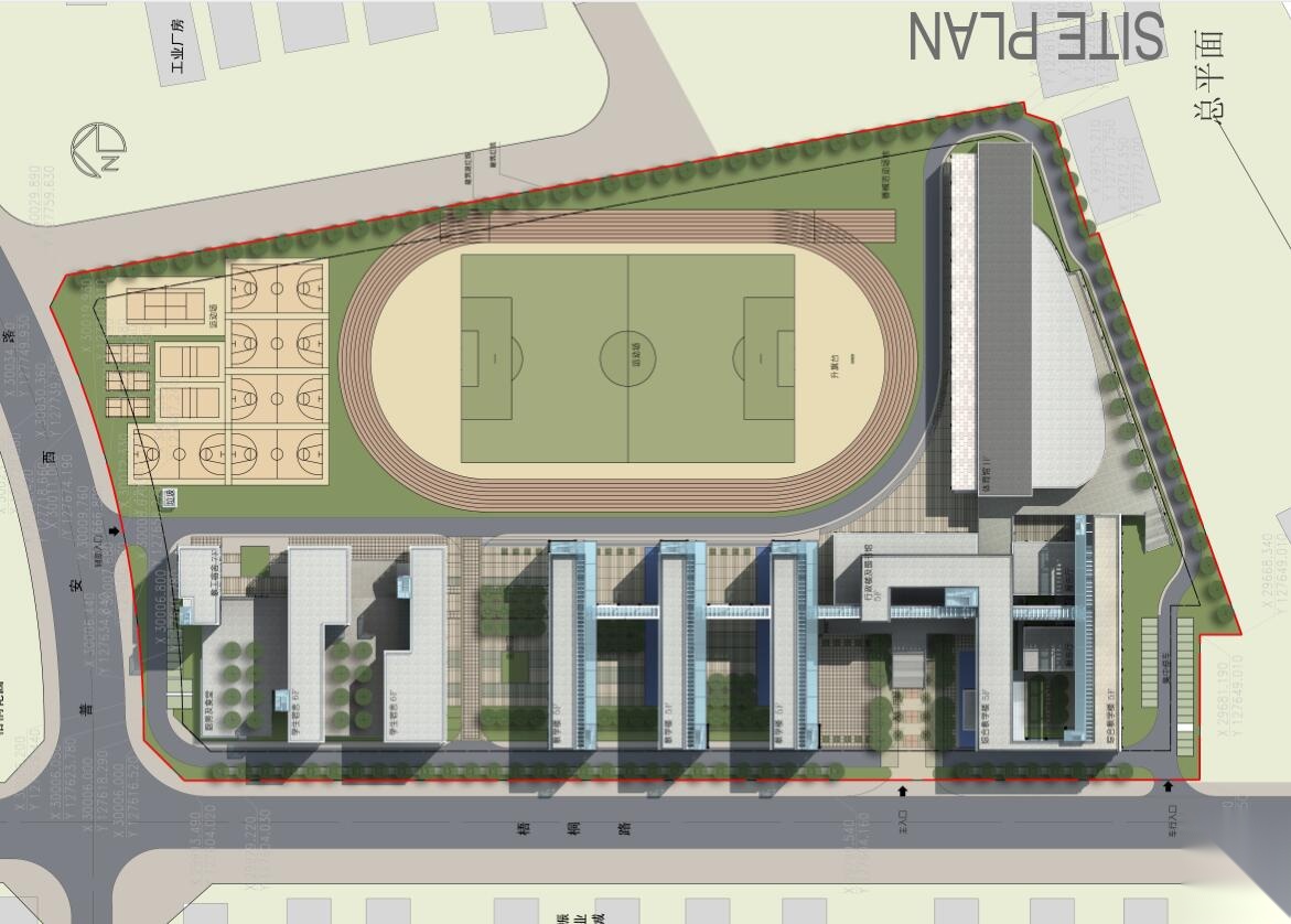 [广东]高级中学建筑方案文本（现代风格）施工图下载【ID:165610180】