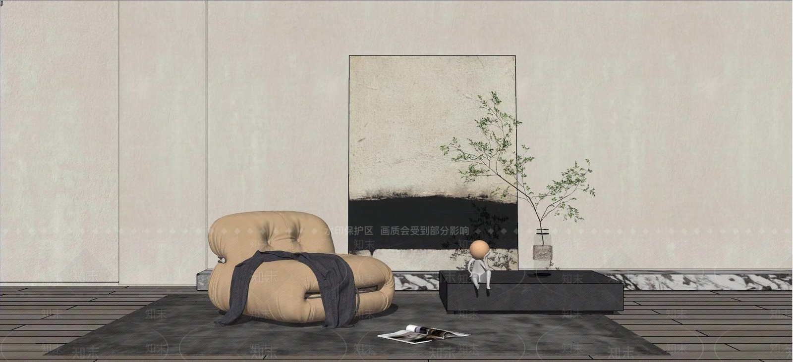 现代布艺懒人沙发SU模型下载【ID:1106936142】