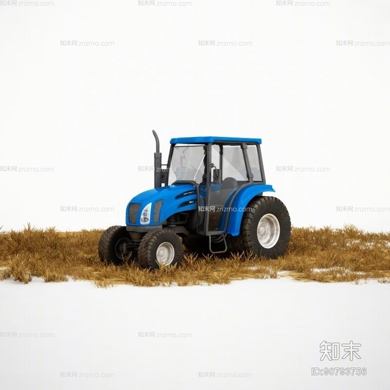 蓝色拖拉机3D模型下载【ID:90793756】