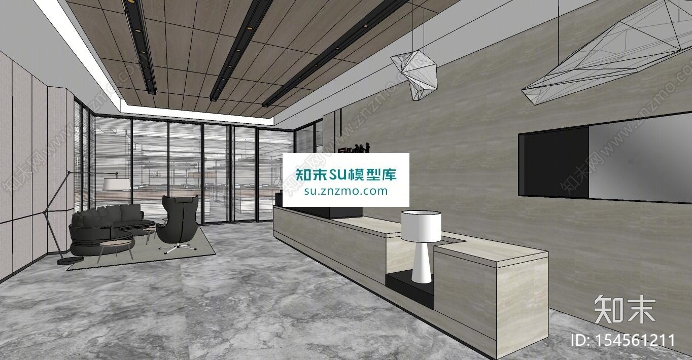 汇峰地产办公室室内SU模型下载【ID:154561211】