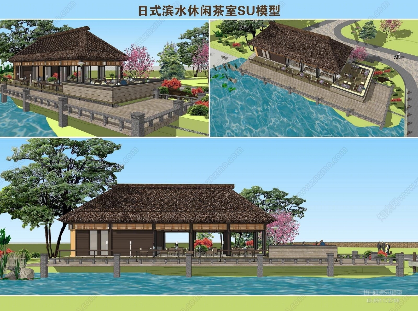 日式风格茶室SU模型下载【ID:651172706】