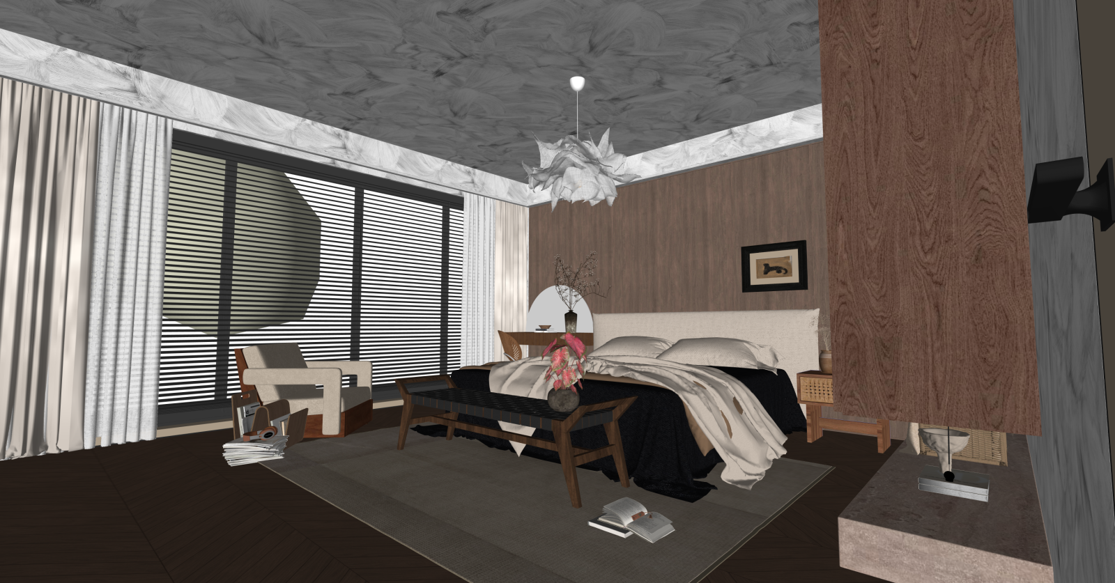 侘寂家居卧室SU模型下载【ID:1215969542】