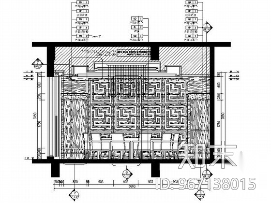新中式包厢室内装修施工图（含效果）cad施工图下载【ID:967138015】