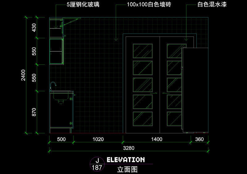 厨房立面cad素材cad施工图下载【ID:149644100】