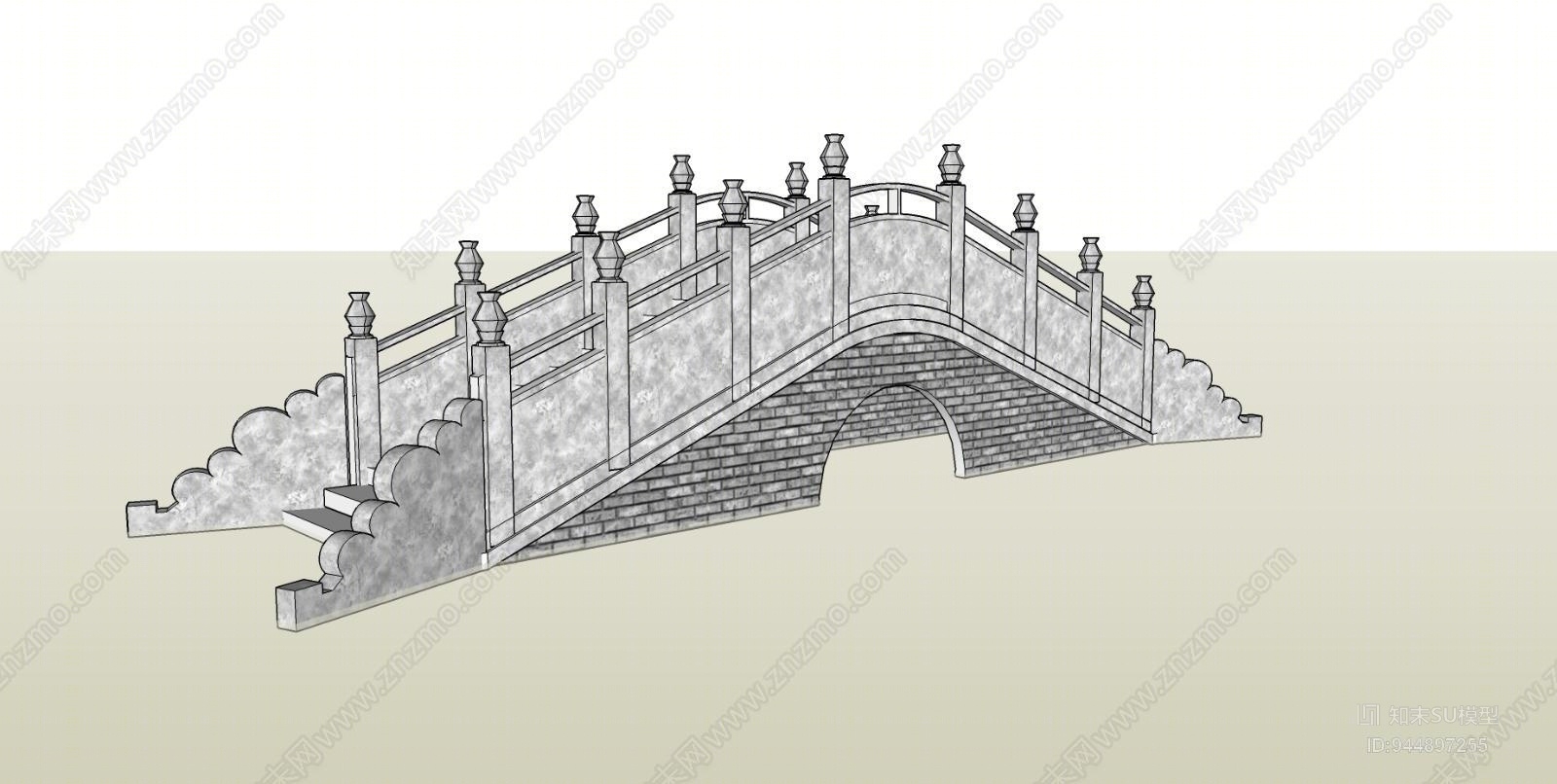 现代风格户外建筑石桥SU模型下载【ID:944897255】