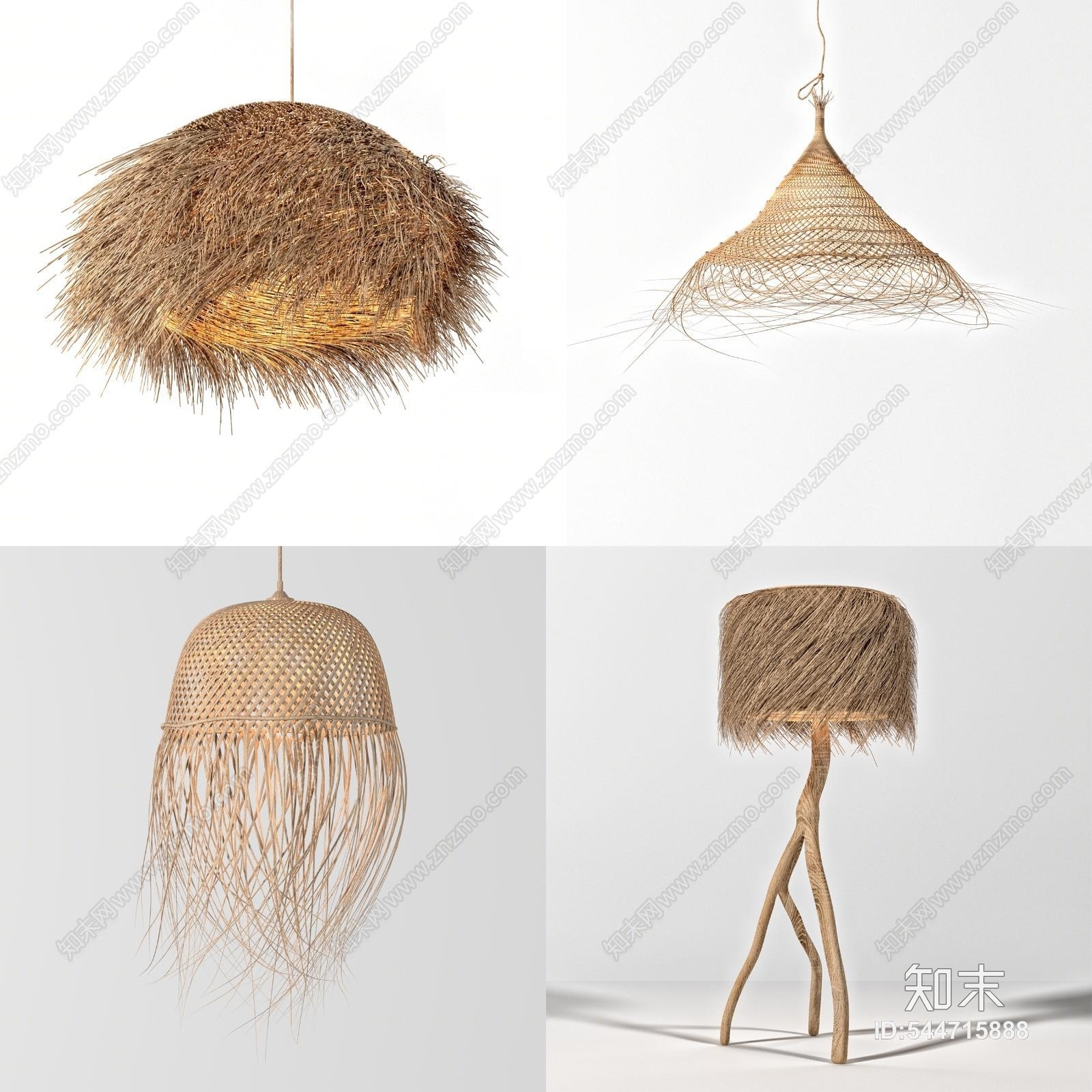 东南亚风格草编织吊灯3D模型下载【ID:544715888】